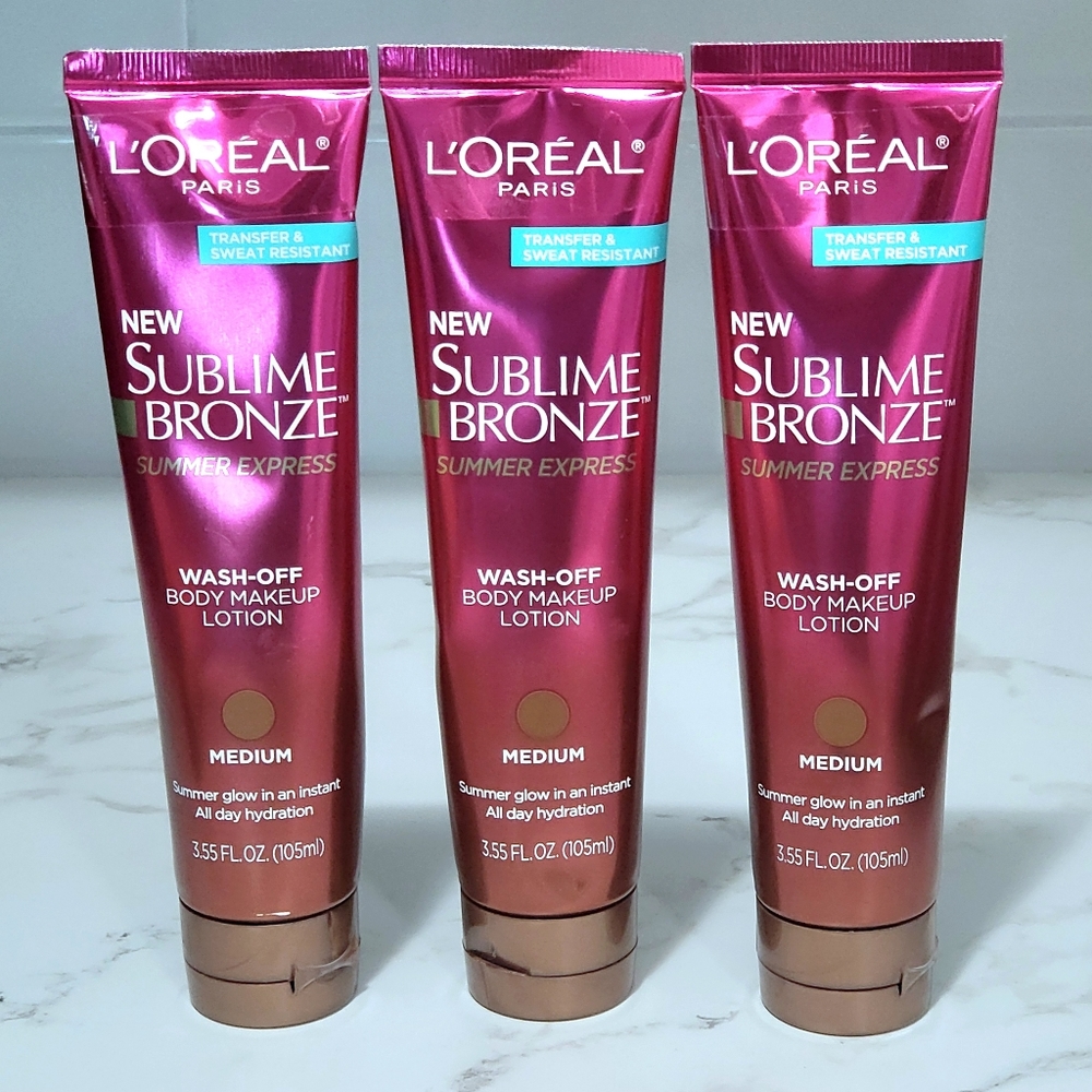 3X L’Oreal Wash-off Body Bronzer Lotion - Medium